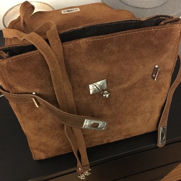 Brown suede handbag originally purchased in Italy - Picture 6 of 7